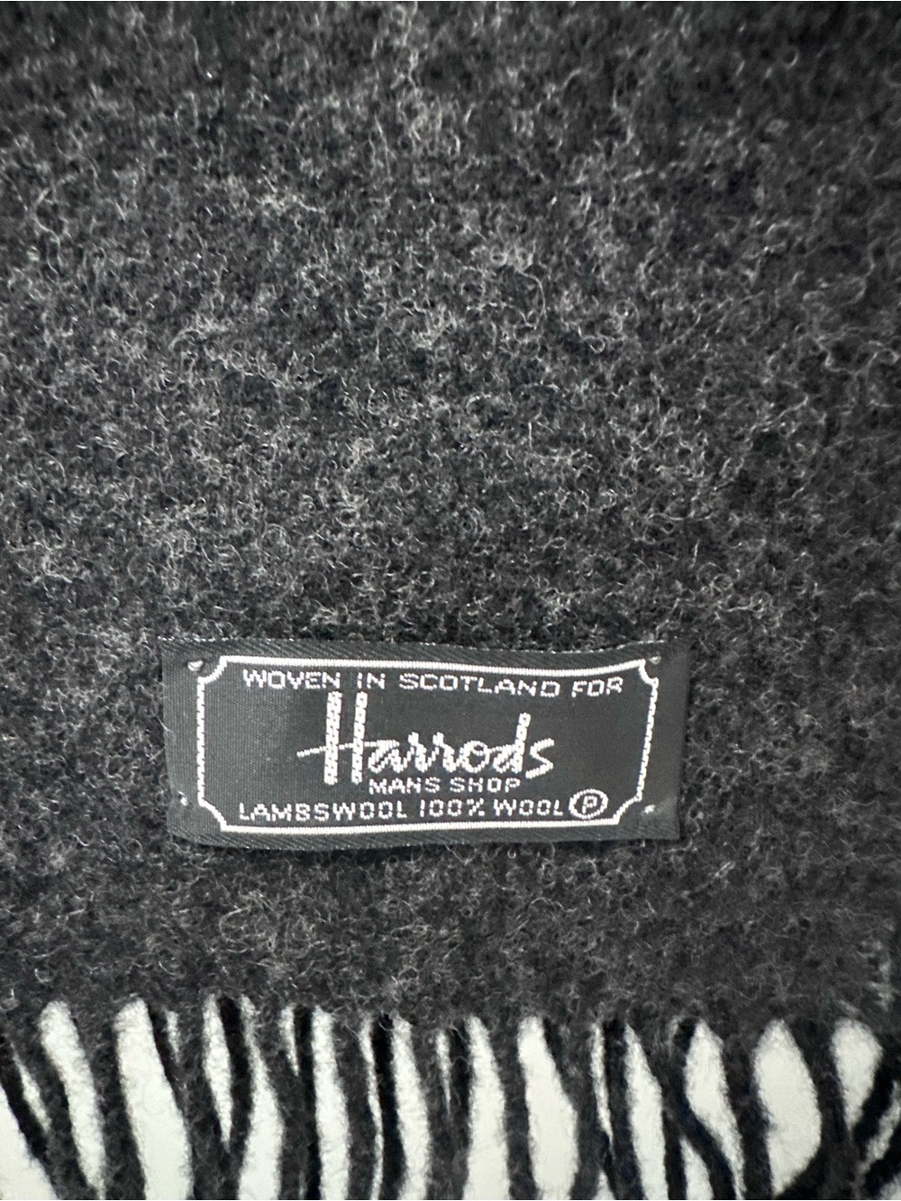 Harrods Dark Charcoal Wool Scarf